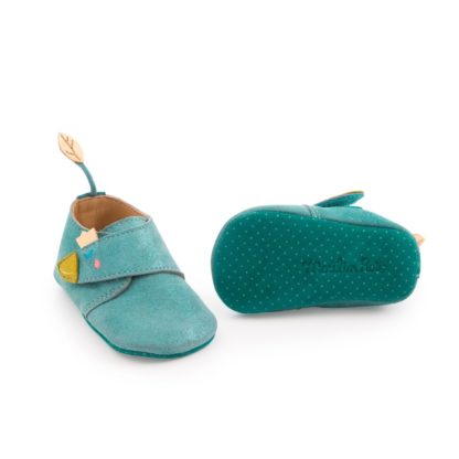Chaussons cuir oie bleu Le voyage d'Olga 0/6 m – Image 2