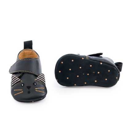 Chaussons cuir chat noir Les moustaches 12/18 m – Image 2
