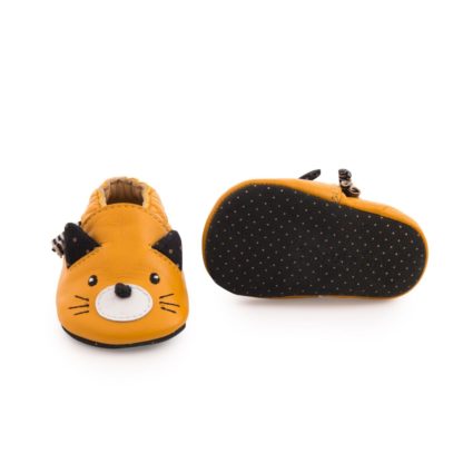 Chaussons cuir chat moutarde Les moustaches 18/24 m – Image 2