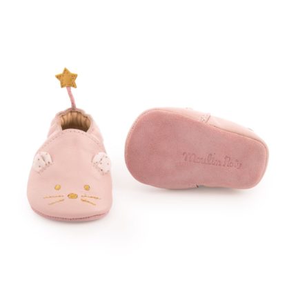 Chaussons cuir souris rose Il était une fois 0/6 m – Image 2