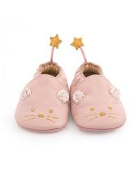 Chaussons cuir souris rose Il était une fois 12/18 m