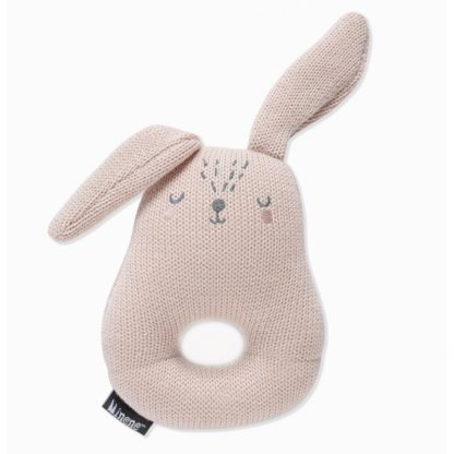 Hochet lapin rose en tricot