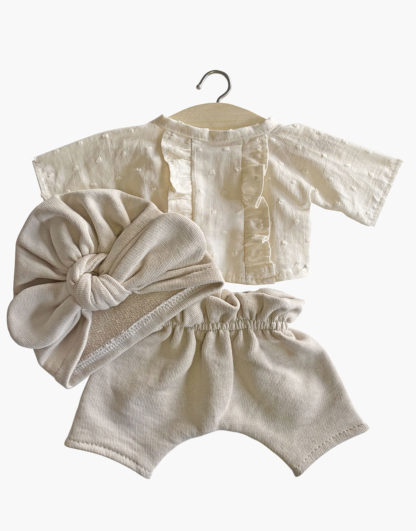 Ensemble Lili shorty en plumetis et molleton lin