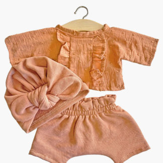 Ensemble Lili shorty en plumetis et molleton cassonade