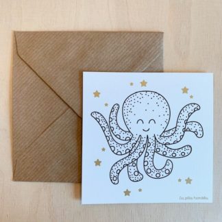 Carte pieuvre 10x10cm + enveloppe