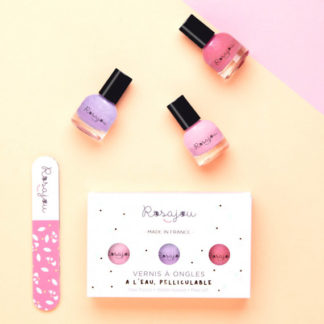 Coffret 3 vernis + lime: flamingo, lavande, rubis