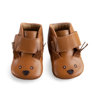 Chaussons cuir écureuil camel 12/18m