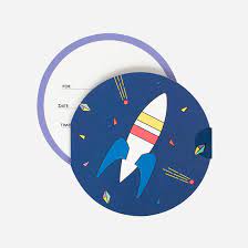 Carte invitation fusée x8