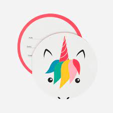 Carte invitation licorne x8