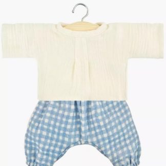 Babies: Ensemble Mao Vichy bleu/écru