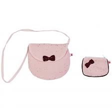 Sac + porte monnaie blush pois or