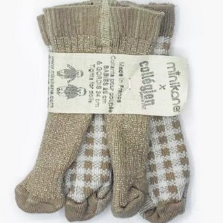 Lot de 2 collants taupe carreaux/paillettes