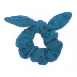 Chouchou gaze de coton paon