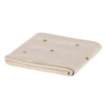 Couverture beige à pois en coton bio – Image 2