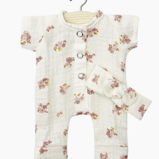 Babies: combinaison Lili + headband Fleurs roses