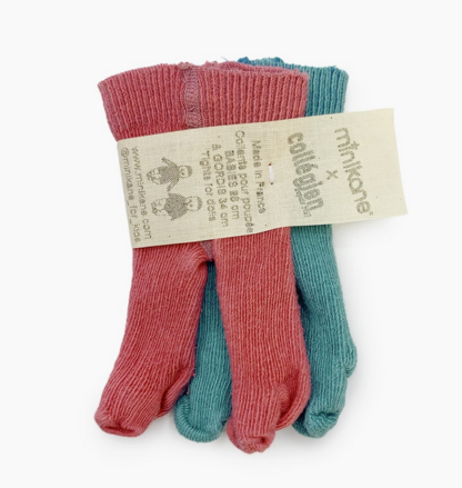 Lot de 2 collants rose litchi/lagon
