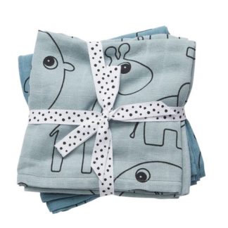 Lot de 2 langes éléphant bleu