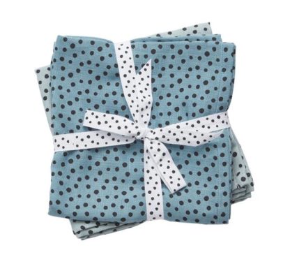Lot de 2 langes à pois bleu