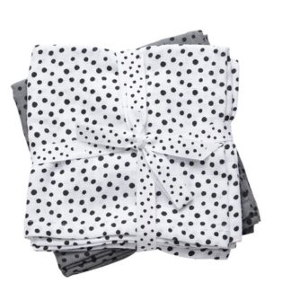 Lot de 2 langes à pois gris