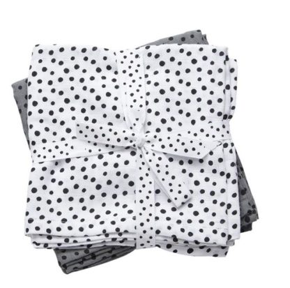 Lot de 2 langes à pois gris