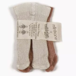 Lot de 2 collants doux agneau/ bois de rose lurex