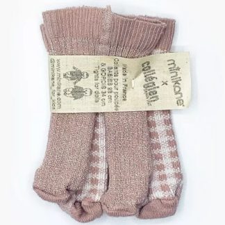 Lot de 2 collants rose carreaux/paillettes