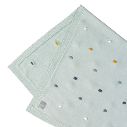 Couverture bleue à pois en coton bio – Image 3