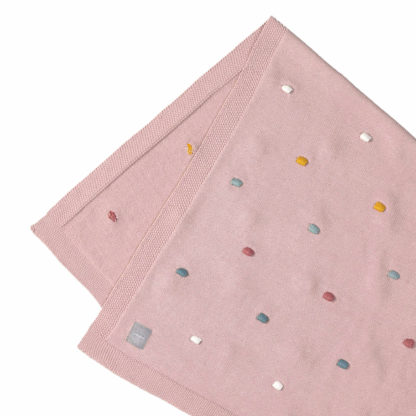 Couverture rose à pois en coton bio – Image 2