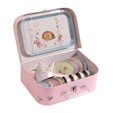 Valise dînette à thé métal les rosalies
