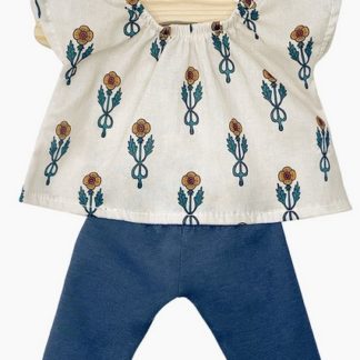 Ensemble Mazarine top Fleurs nordiques et legging en jersey bleu navy