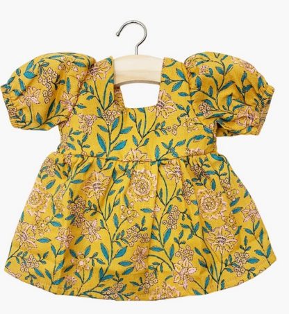 Robe Fiona en coton Fleurs en liane moutarde
