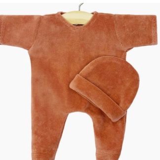 Babies-Ensemble Dors bien sans col et bonnet en velours nikky marsala