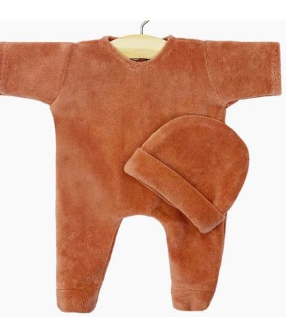 Babies-Ensemble Dors bien sans col et bonnet en velours nikky marsala