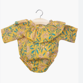 Body Colombine en coton Fleur en Liane moutarde