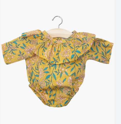 Body Colombine en coton Fleur en Liane moutarde