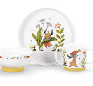 Set de vaisselle porcelaine trois petits lapins