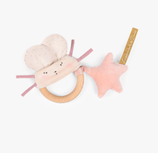 Hochet anneau bois souris