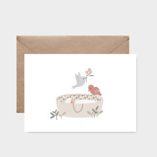 Carte couffin oiseau rose