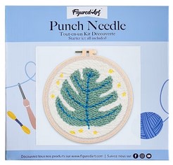 Punch needle feuille verte