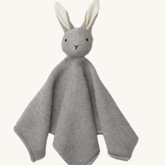 Doudou lapin tricot gris