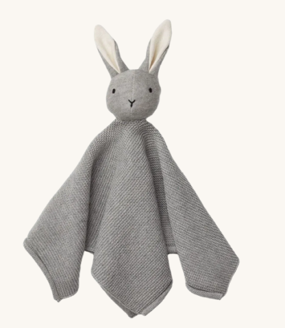 Doudou lapin tricot gris