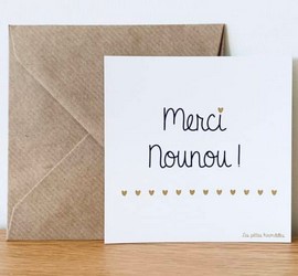 Carte merci nounou 10x10cm + enveloppe