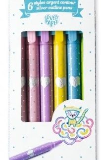 6 stylos argent contour