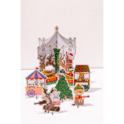 Décors de Noël 3D à colorier: Le manège