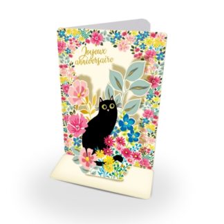 Carte joyeux anniversaire 3D Jardin de chats