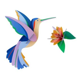 Art mural: Hummingbird + flower