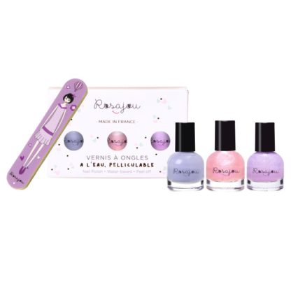 Coffret 3 vernis + lime: flamingo, givré, lavande