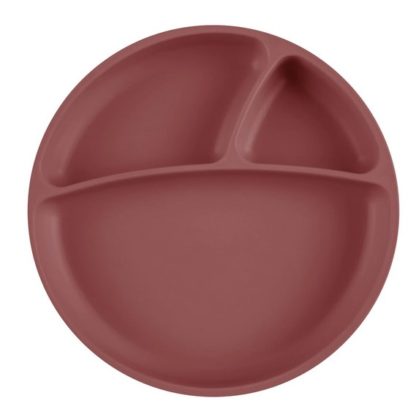 Assiette compartiments ventouse terracotta