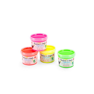 4 pots de peintures à doigt fluo