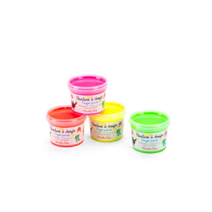 4 pots de peintures à doigt fluo